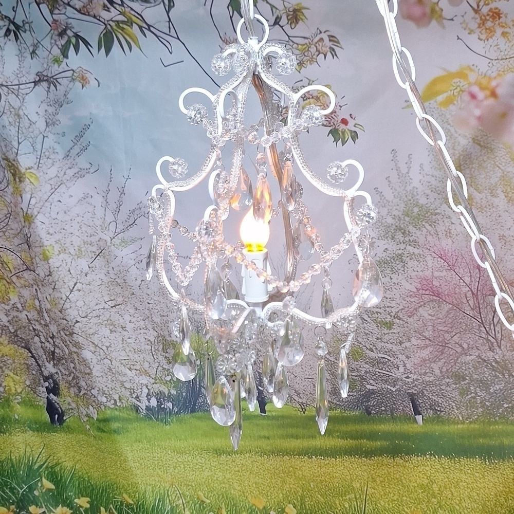 Fancy small Chandelier, With 12 foot cord, with crystals!